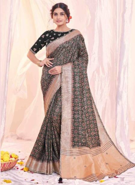 Black Colour Rajastha Mahotsav New Latest Designer Ethnic Wear Tissue Silk Printed Saree Collection 42516